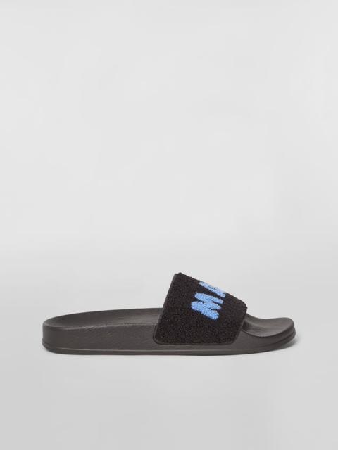 Marni RUBBER SANDAL WITH BLACK AND BLUE TERRY-CLOTH BAND