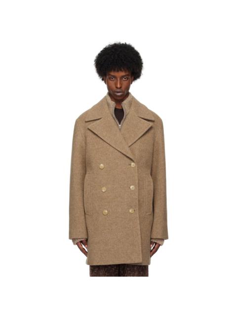 AURALEE Brown Sponge Wool Melton Peacoat