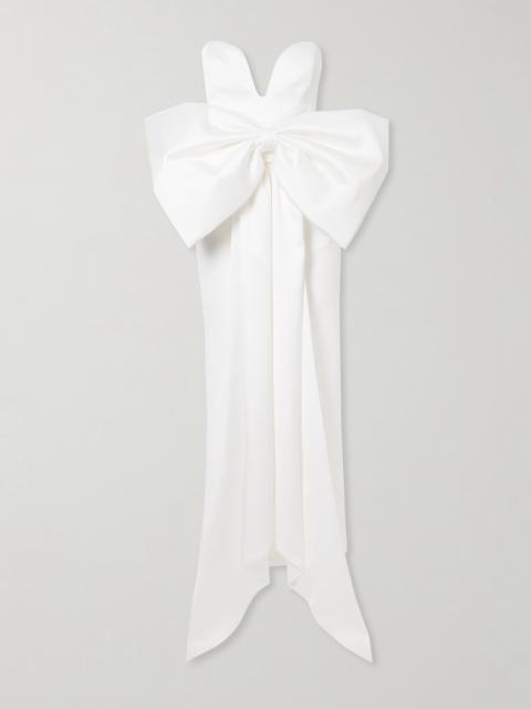 THE NEW ARRIVALS ILKYAZ OZEL Peggy Strapless Bow-detailed Satin Gown