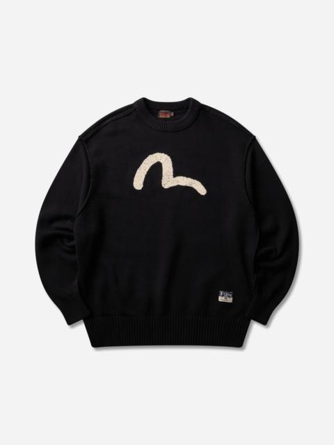 EVISU Men's Logo Embroidery Knit Pullover Black
