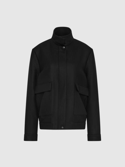 ST. AGNI Wool Longline Bomber Jacket - Black