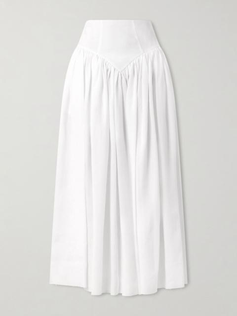 GABRIELA HEARST Juniper frayed paneled linen midi skirt White