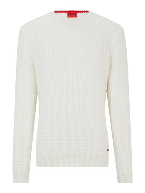 HUGO RELAXED-FIT PURE-COTTON SWEATER WITH 3D KNITTED PATTERN