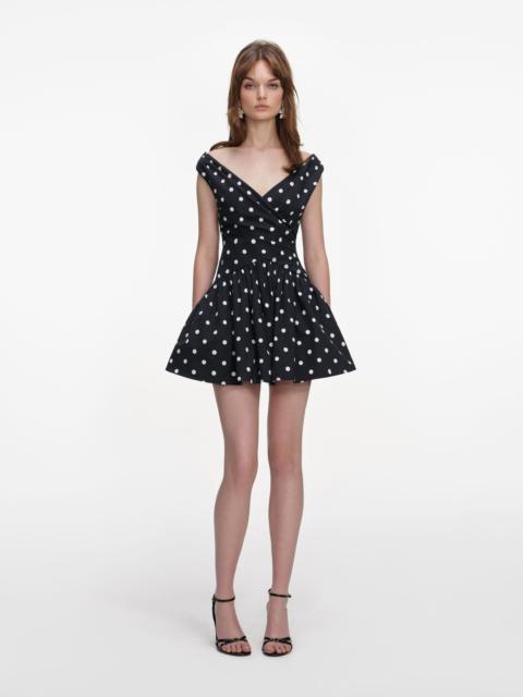 self-portrait Black Polka Dot Cotton Mini Dress