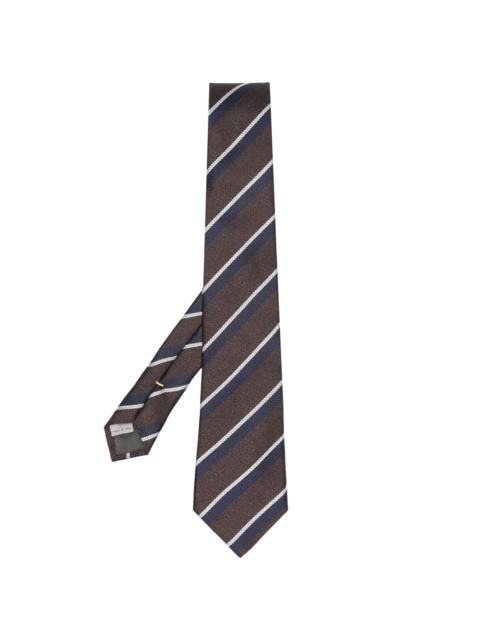 Canali diaganol-stripe pattern silk tie