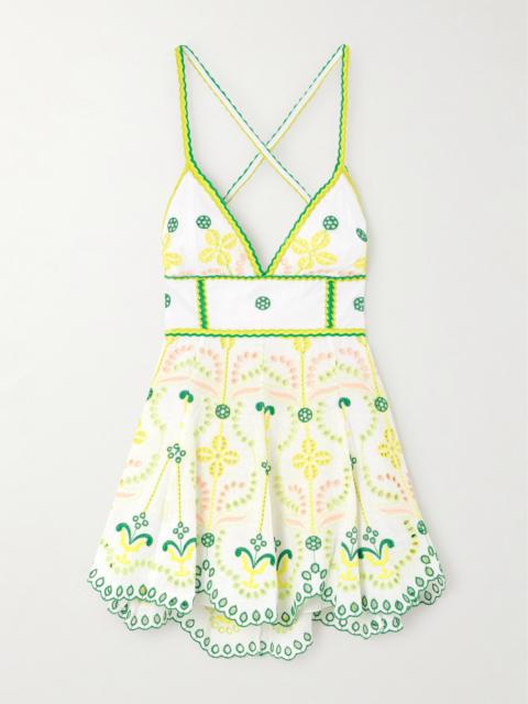 Charo Ruiz Cluzet Broderie Anglaise Cotton-blend Halterneck Mini Dress