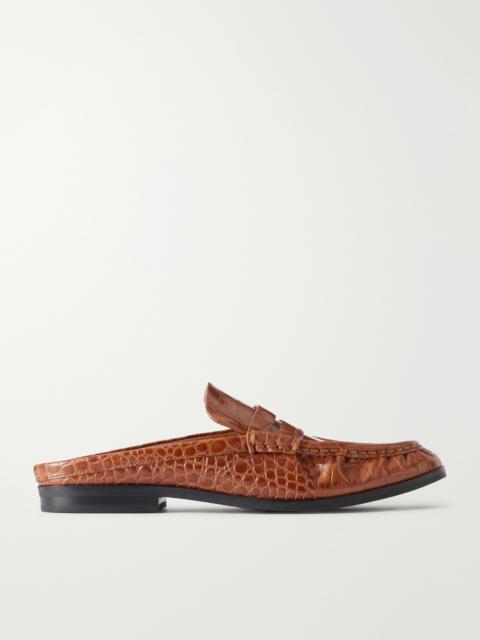 SIMKHAI Dean Croc-effect Leather Slip-ons