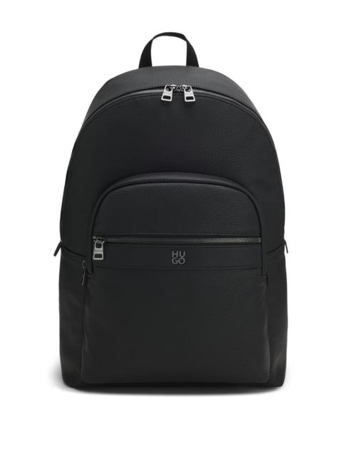 HUGO GRAINED BACKPACK WITH STACKED-LOGO TRIM