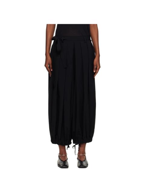 Y's Black Hard-Twisted Lawn Tucked Trousers
