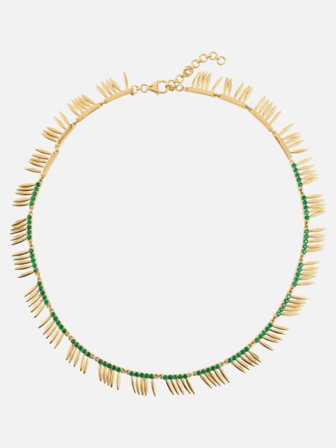 ILEANA MAKRI Grass Sunny 18kt gold necklace with emeralds