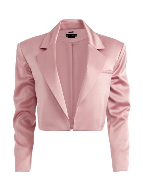 Alice + Olivia SHAN CROPPED RUCHED SLEEVE BLAZER