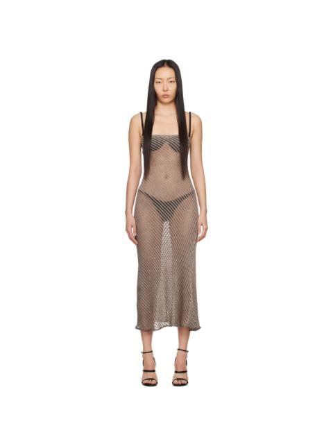 ISA BOULDER SSENSE Exclusive Beige Moire Maxi Dress