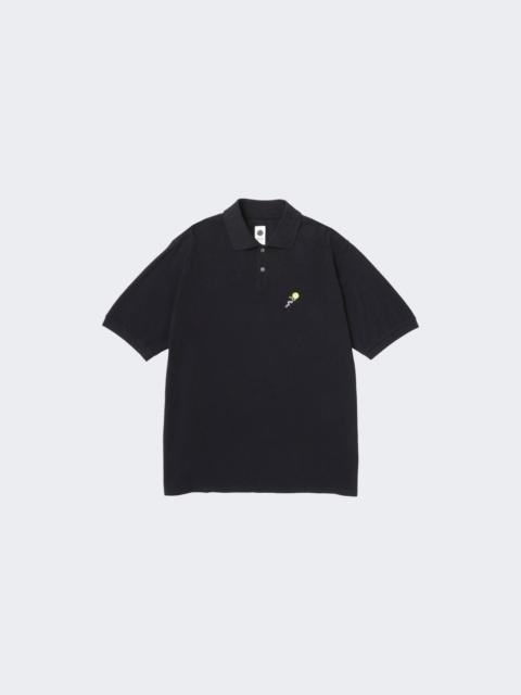 vowels Short Sleeve Pique Polo Black