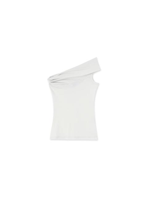 Stretch jersey draped one-shoulder top