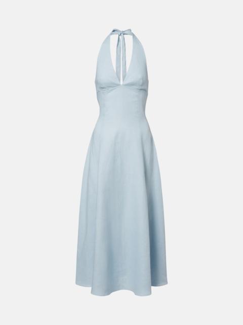 FAITHFULL Marais shirred linen midi dress