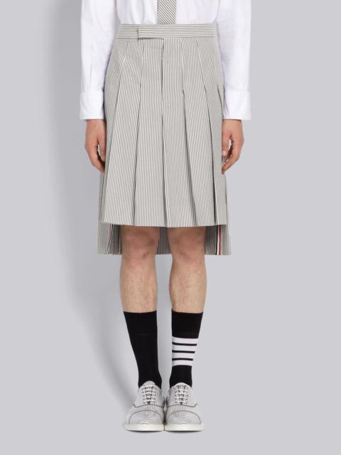Medium Grey Seersucker Pleated Skirt