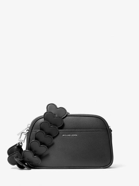 MICHAEL KORS Jet Set Small Leather and Heart Embellished Strap Camera Crossbody Bag