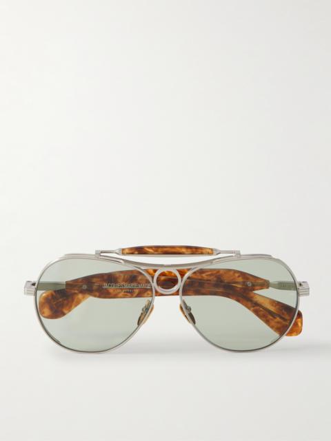 JACQUES MARIE MAGE Aspen Aviator-style Silver-tone And Acetate Sunglasses