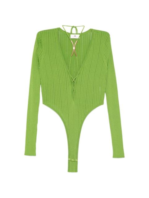 ELISABETTA FRANCHI ribbed V-neck bodysuit