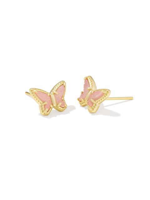 KENDRA SCOTT Dolly Parton x Kendra Scott Gold Butterfly Small Stud Earrings in Light Pink Drusy
