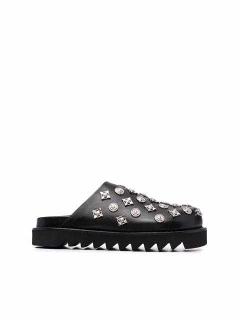 TOGA PULLA silver-stud embellished leather mules