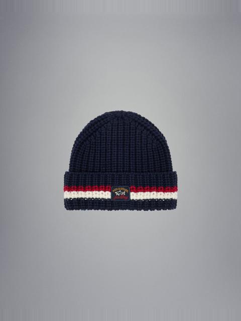 Paul & Shark Ribbed wool beanie with iconic badge