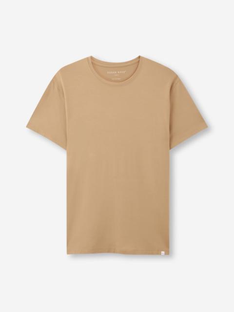 Derek Rose Men's T-Shirt Basel Micro Modal Stretch Camel