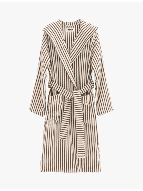 TEKLA Hooded striped organic-cotton robe