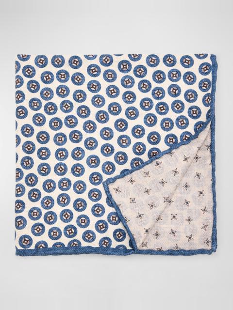 Brunello Cucinelli Men's Geometric Design Silk Pocket Square