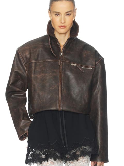 HELSA The Leather Oversized Moto Jacket
