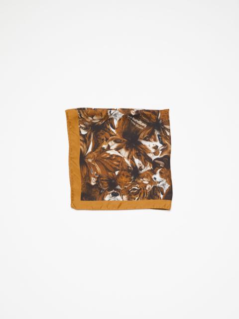 Print silk scarf - Brown