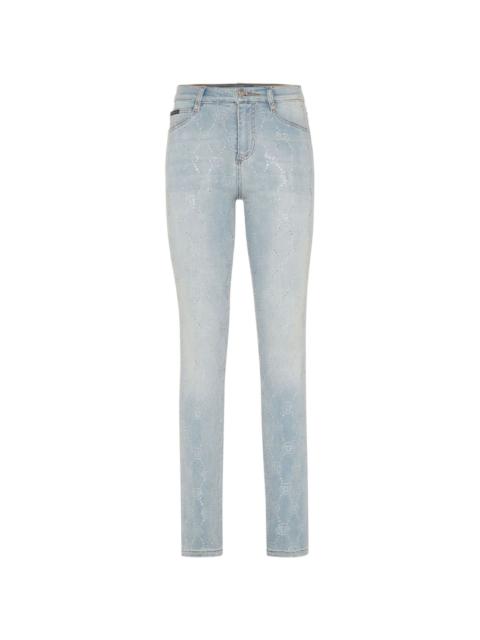 PHILIPP PLEIN monogram high-waisted jegging trousers