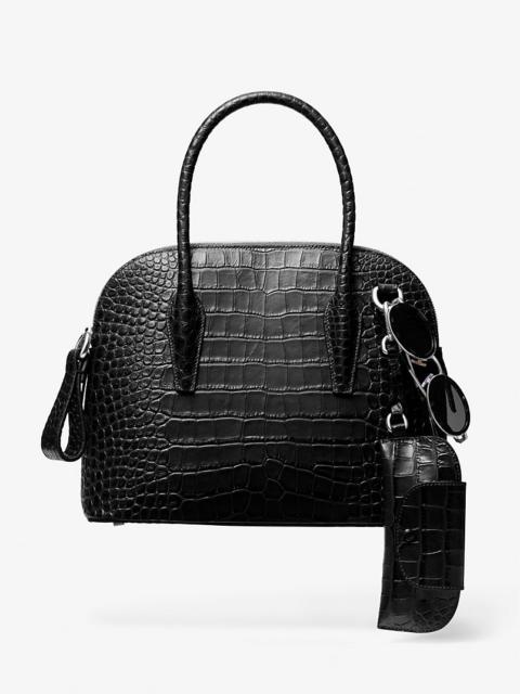 MICHAEL KORS COLLECTION Kaitlin Medium Crocodile Embossed Leather Dome Satchel