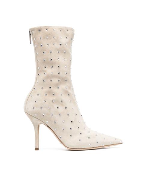 PARIS TEXAS rhinestone-embellished suede boots