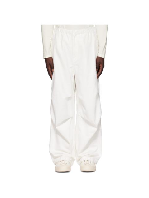 Jil Sander White Drawstring Denim Trousers
