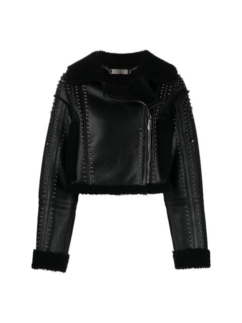 shearling cropped leather jacket