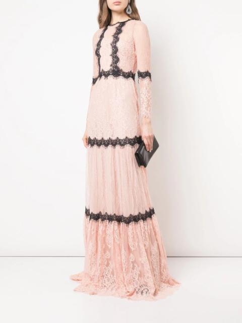 Marchesa LONG SLEEVE LACE GOWN IN BLUSH GOWN