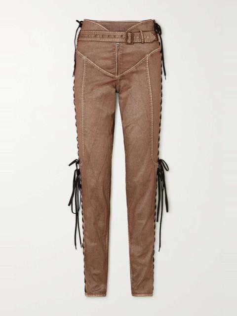Jean Paul Gaultier + KNWLS lace-up stretch coated-cotton skinny pants