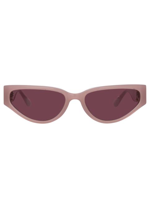 LINDA FARROW TOMIE CAT EYE SUNGLASSES IN LILAC