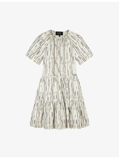 WHISTLES Abstract-Stripe Short-Sleeve Cotton-Blend Mini Dress