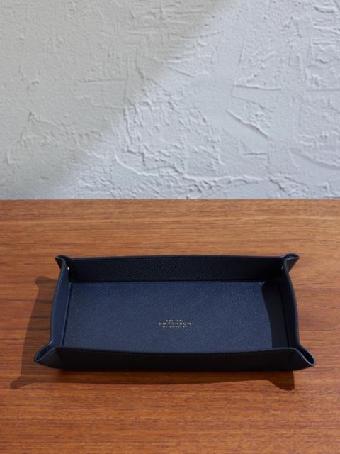 Smythson Panama Cross-Grain Leather Trinket Tray Navy