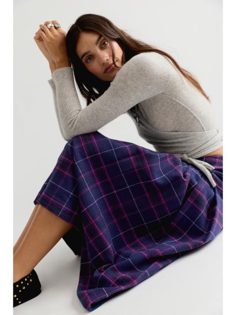 FREE PEOPLE We The Free Skipper Pleated Plaid Midi Skirt