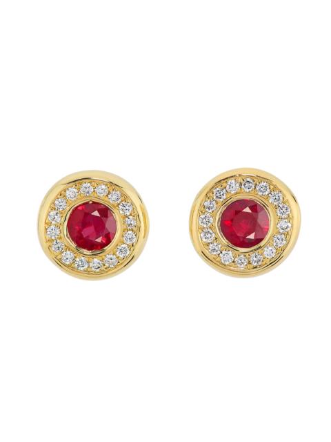 ROBERTO COIN Women's 18K Yellow Gold, Gemstone & 0.14 TCW Diamond Halo Stud Earrings - Ruby