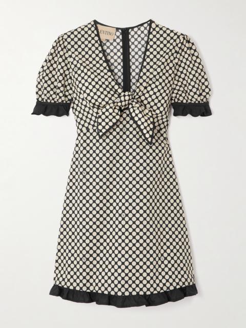 Valentino Bow-detailed Ruffled Polka-dot Cotton-poplin Mini Dress