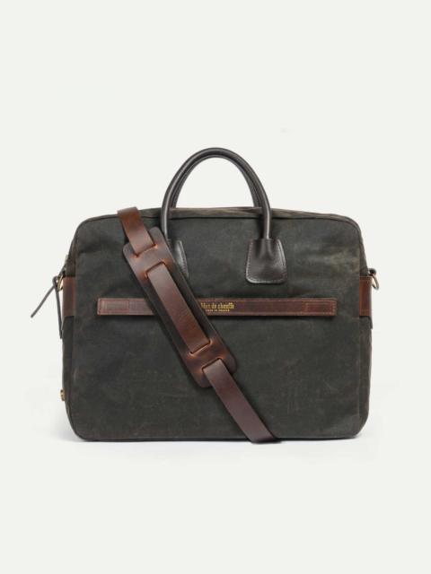 Bleu de Chauffe REPORT BUSINESS BAG  -  KHAKI WAXED