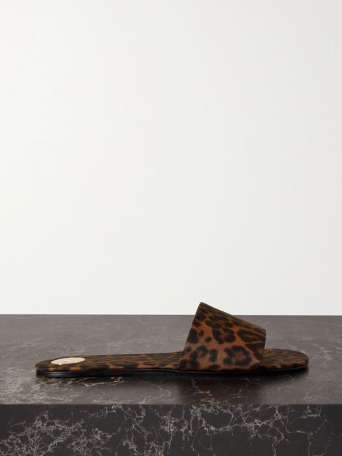 SAINT LAURENT Carlyle leopard-print grosgrain sandals Brown