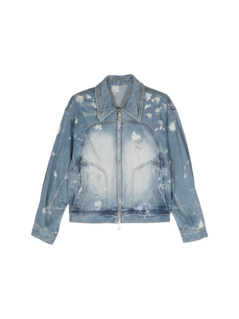 distressed-finish denim jacket