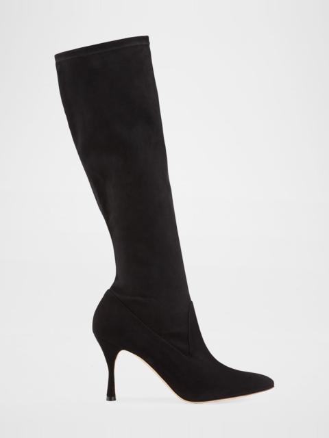 Manolo Blahnik Pamfilo 90mm Suede Knee Boots