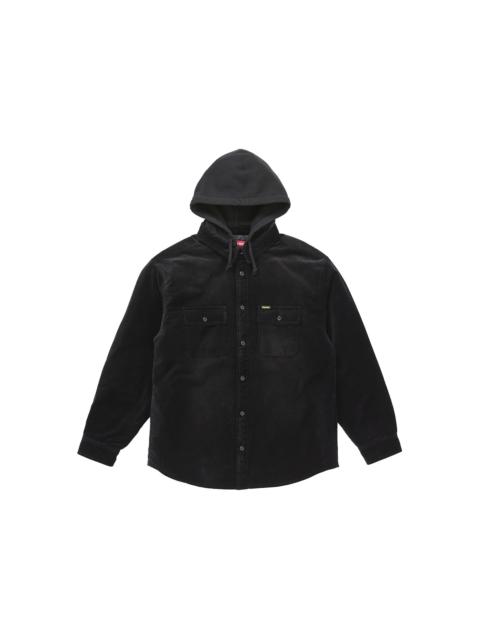Supreme Quilted Lined Hooded Velvet Shirt Black