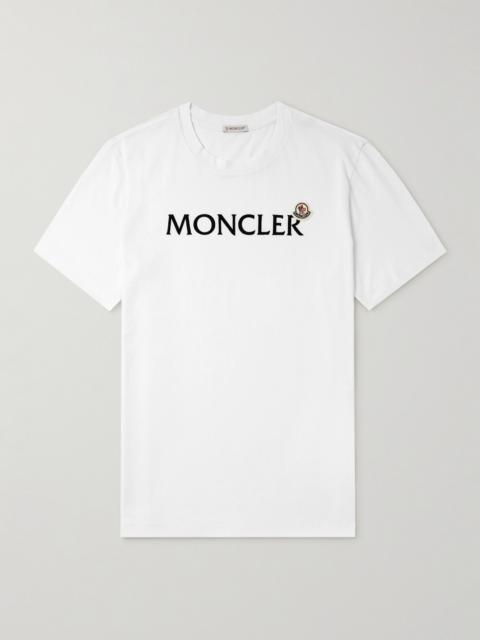 Moncler Slim-Fit Logo-Flocked Appliquéd Cotton-Jersey T-Shirt
